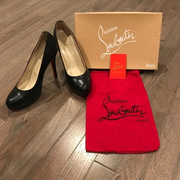 Christian Louboutin Black Heels Sz 40 - Picture 2 of 7